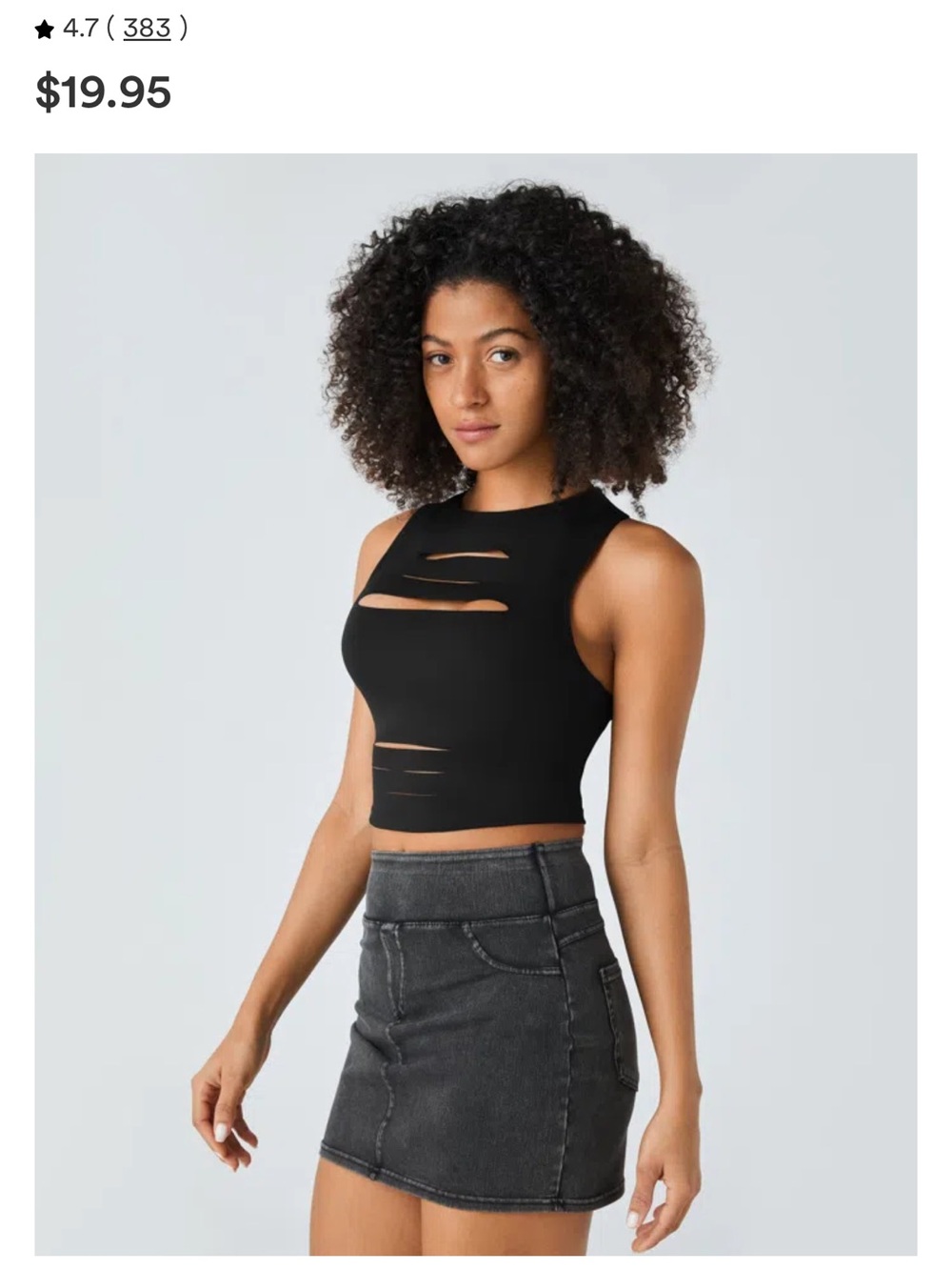 HALARA Black Sleeveless Cutout Crop Tank